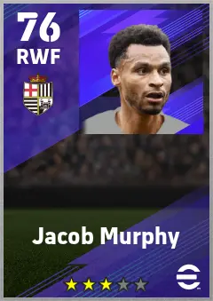 Jacob Murphy eFootball 2026 player card — 76 OVR RWF