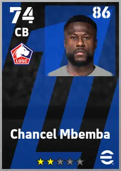 Chancel Mbemba eFootball 2026 player card — 74 OVR CB