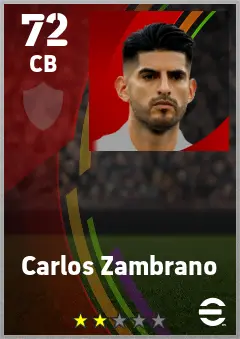Carlos Zambrano eFootball 2026 player card — 72 OVR CB