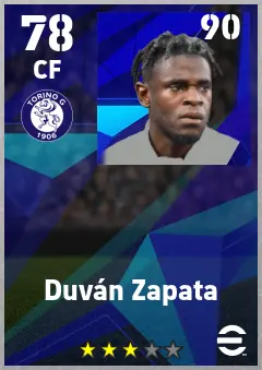 Duvan Zapata eFootball 2026 player card — 78 OVR CF