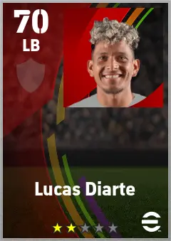 Lucas Diarte eFootball 2026 player card — 70 OVR LB