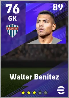Walter Benitez eFootball 2026 player card — 76 OVR GK