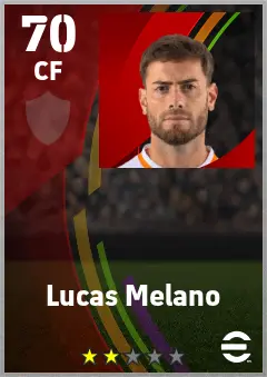 Lucas Melano eFootball 2026 player card — 70 OVR CF