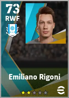 Emiliano Rigoni eFootball 2026 player card — 73 OVR RWF