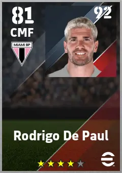 Rodrigo De Paul eFootball 2026 player card — 81 OVR CMF