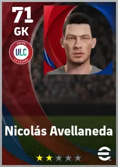 Nicolas Avellaneda eFootball 2026 player card — 71 OVR GK