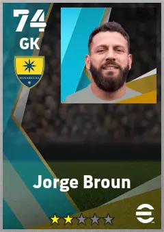 Jorge Broun eFootball 2026 player card — 74 OVR GK