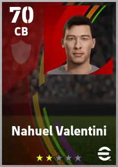 Nahuel Valentini eFootball 2026 player card — 70 OVR CB