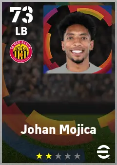Johan Mojica eFootball 2026 player card — 73 OVR LB