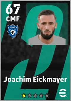 Joachim Eickmayer eFootball 2026 player card — 67 OVR CMF