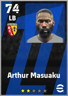 Arthur Masuaku eFootball 2026 player card — 74 OVR LB