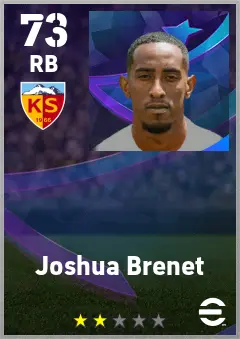 Joshua Brenet eFootball 2026 player card — 73 OVR RB