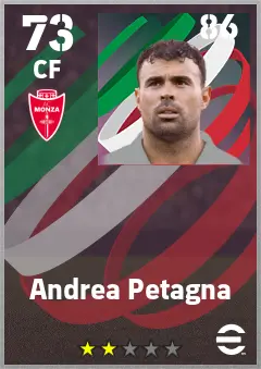 Andrea Petagna eFootball 2026 player card — 73 OVR CF
