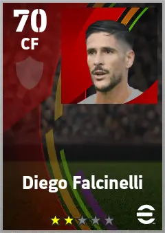 Diego Falcinelli eFootball 2026 player card — 70 OVR CF