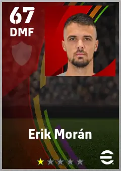 Erik Moran eFootball 2026 player card — 67 OVR DMF