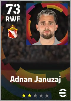 Adnan Januzaj eFootball 2026 player card — 73 OVR RWF