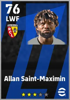Allan Saint-Maximin eFootball 2026 player card — 76 OVR LWF