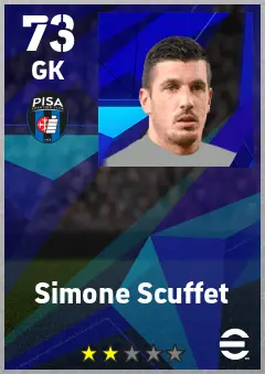 Simone Scuffet eFootball 2026 player card — 73 OVR GK