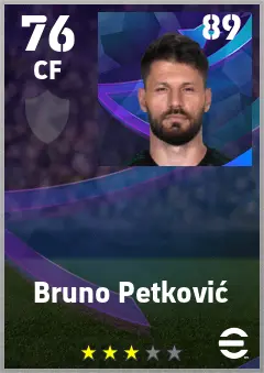 Bruno Petkovic eFootball 2026 player card — 76 OVR CF