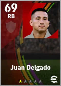 Juan Delgado eFootball 2026 player card — 69 OVR RB