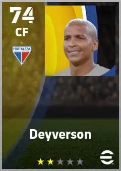 Deyverson eFootball 2026 player card — 74 OVR CF