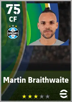 Martin Braithwaite eFootball 2026 player card — 75 OVR CF