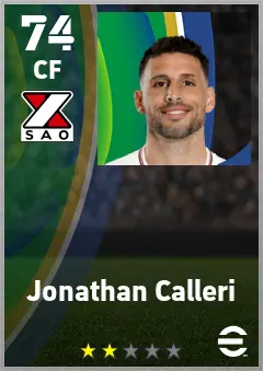 Jonathan Calleri eFootball 2026 player card — 74 OVR CF