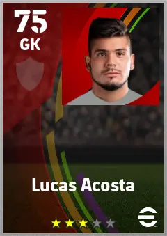 Lucas Acosta eFootball 2026 player card — 75 OVR GK