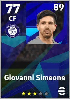 Giovanni Simeone eFootball 2026 player card — 77 OVR CF