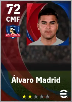 Alvaro Madrid eFootball 2026 player card — 72 OVR CMF