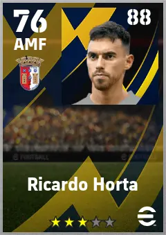 Ricardo Horta eFootball 2026 player card — 76 OVR AMF