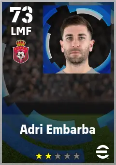 Adri Embarba eFootball 2026 player card — 73 OVR LMF