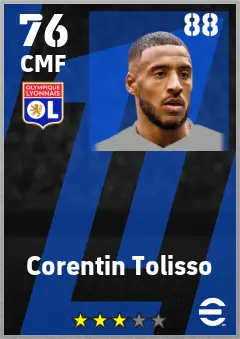 Corentin Tolisso eFootball 2026 player card — 76 OVR CMF