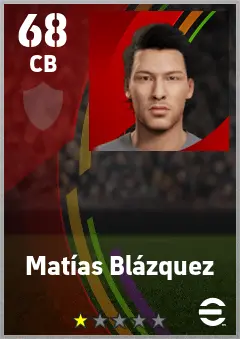 Matias Blazquez eFootball 2026 player card — 68 OVR CB