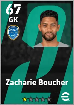 Zacharie Boucher eFootball 2026 player card — 67 OVR GK