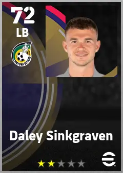 Daley Sinkgraven eFootball 2026 player card — 72 OVR LB