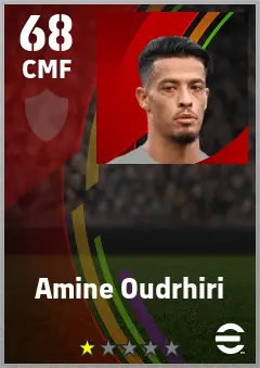 Amine Oudrhiri eFootball 2026 player card — 68 OVR CMF