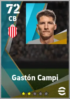 Gaston Campi eFootball 2026 player card — 72 OVR CB