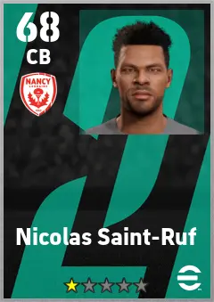 Nicolas Saint-Ruf eFootball 2026 player card — 68 OVR CB