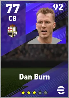 Dan Burn eFootball 2026 player card — 77 OVR CB