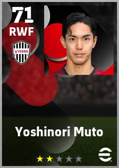 Yoshinori Muto eFootball 2026 player card — 71 OVR RWF