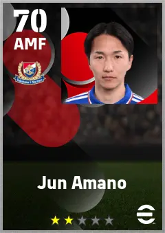 Jun Amano eFootball 2026 player card — 70 OVR AMF