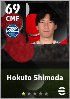 Hokuto Shimoda eFootball 2026 player card — 69 OVR CMF
