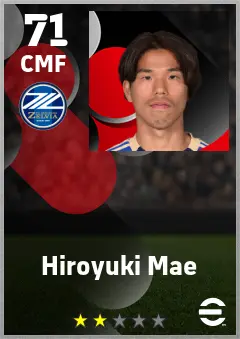 Hiroyuki Mae eFootball 2026 player card — 71 OVR CMF