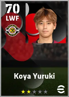 Koya Yuruki eFootball 2026 player card — 70 OVR LWF