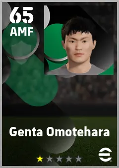 Genta Omotehara eFootball 2026 player card — 65 OVR AMF