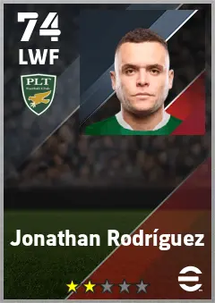 Jonathan Rodriguez eFootball 2026 player card — 74 OVR LWF