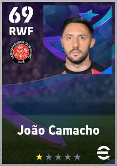 Joao Camacho eFootball 2026 player card — 69 OVR RWF