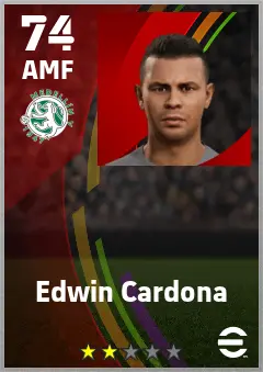 Edwin Cardona eFootball 2026 player card — 74 OVR AMF
