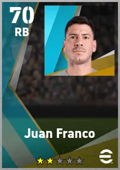 Juan Franco eFootball 2026 player card — 70 OVR RB